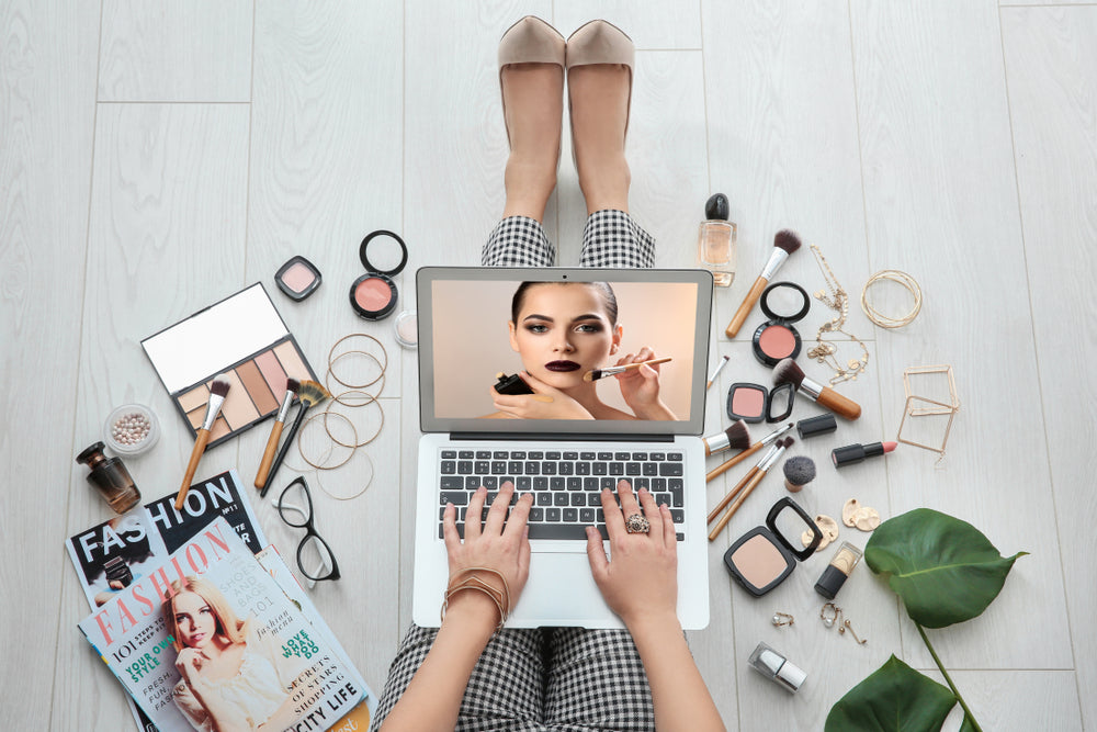 Laptop & Makeup Items Photograph Home Decor Premium Quality Poster Print Choose Your Sizes