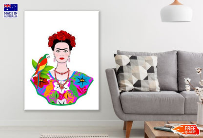 Girl with Colorful Flowers Vector Art Design Print 100% Australian Made