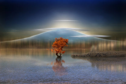 Tree in a Lake & Mountain View Photograph Print 100% Australian Made