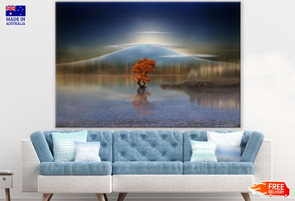 Tree in a Lake & Mountain View Photograph Print 100% Australian Made