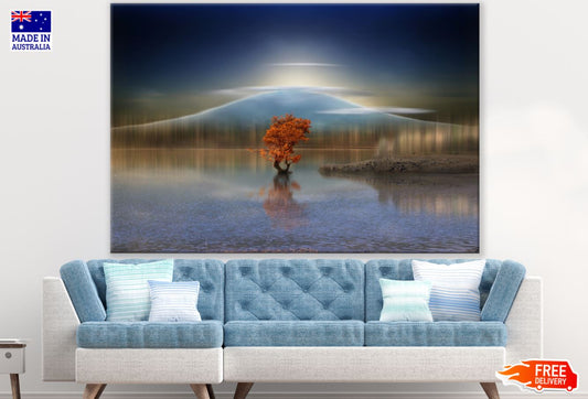 Tree in a Lake & Mountain View Photograph Print 100% Australian Made