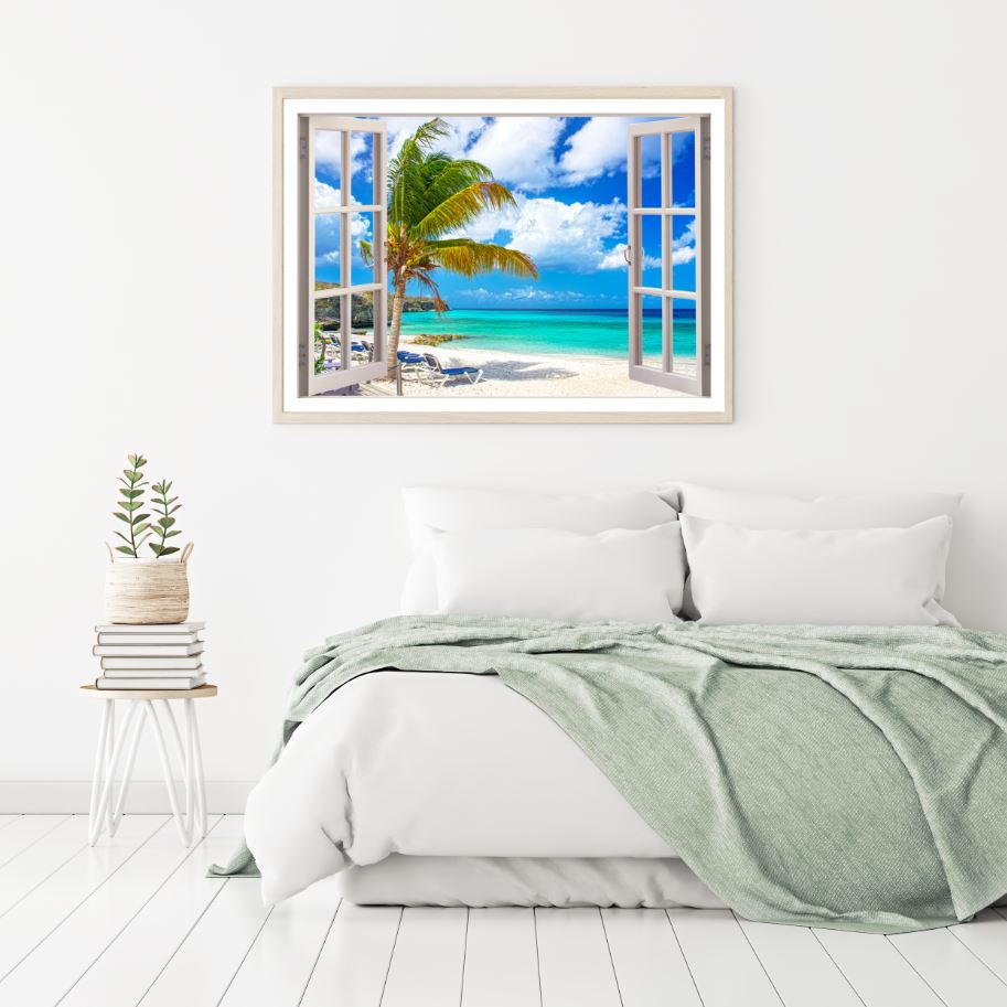 Sea Scenery Window Photograph Home Decor Premium Quality Poster Print Choose Your Sizes