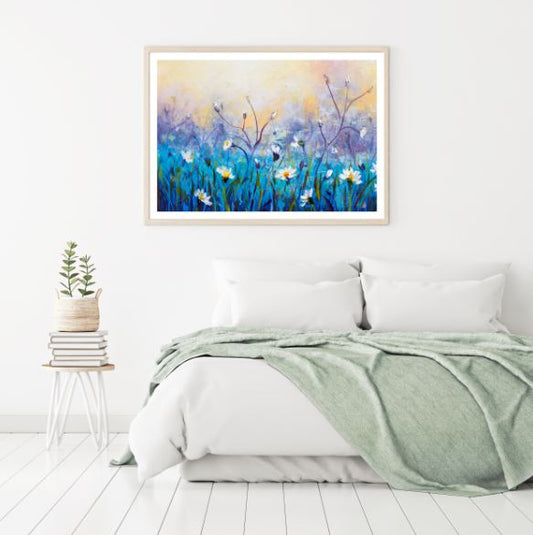 Blue & White Flowers Oil Painting Home Decor Premium Quality Poster Print Choose Your Sizes