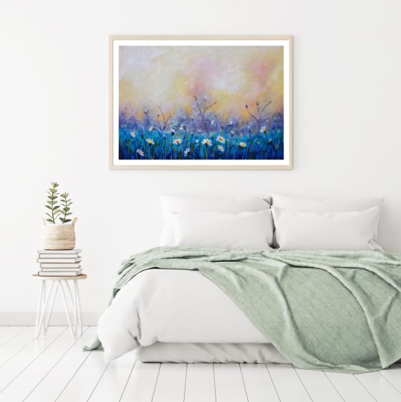 Blue & White Flowers Oil Painting Home Decor Premium Quality Poster Print Choose Your Sizes