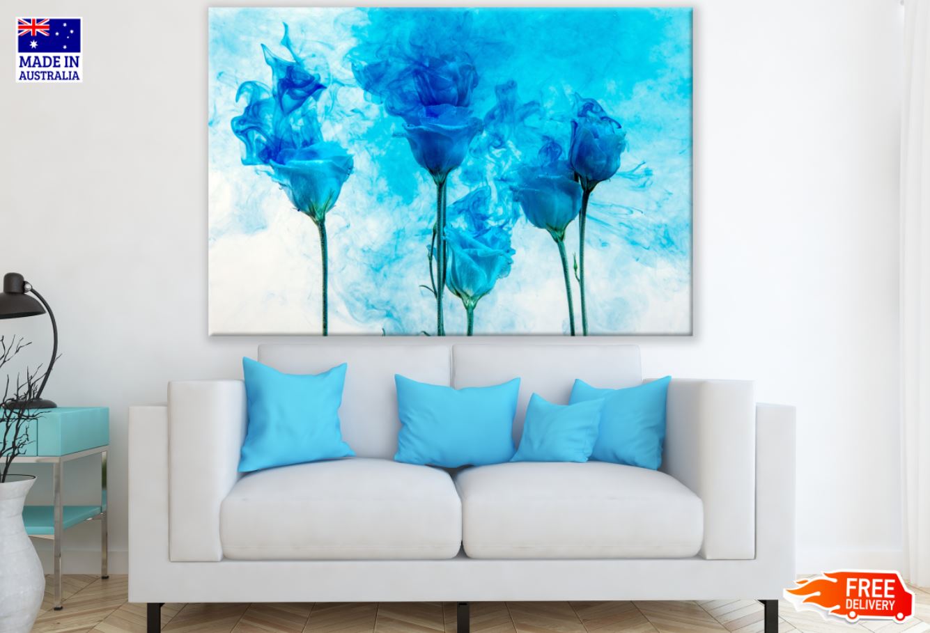 Blue Roses Abstract DesignPrint 100% Australian Made