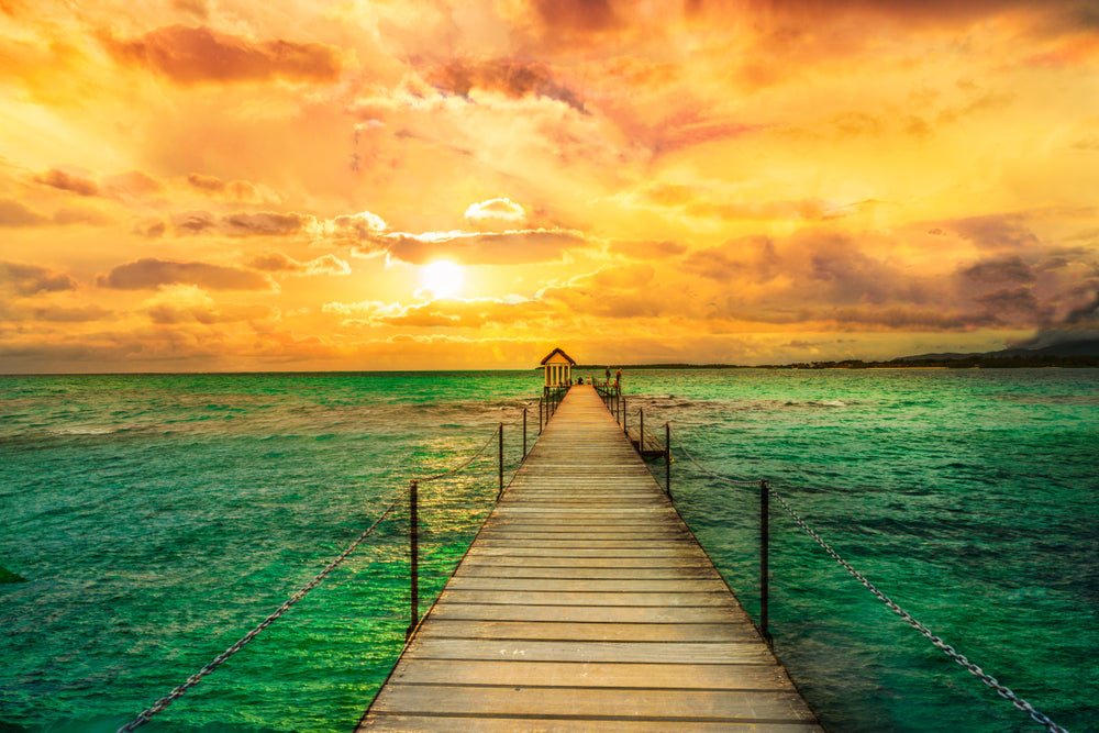 Landscape of Wooden Bridge Sunset Photograph Print 100% Australian Made