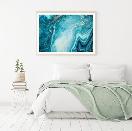 Gold & Blue Abstract Design Home Decor Premium Quality Poster Print Choose Your Sizes