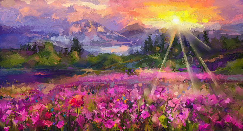 Flower Field Watercolor Painting Print 100% Australian Made