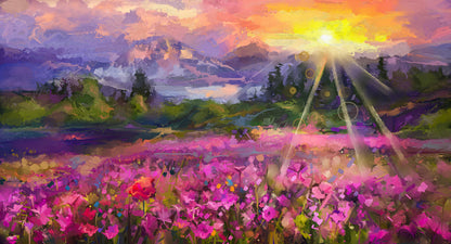 Flower Field Watercolor Painting Print 100% Australian Made