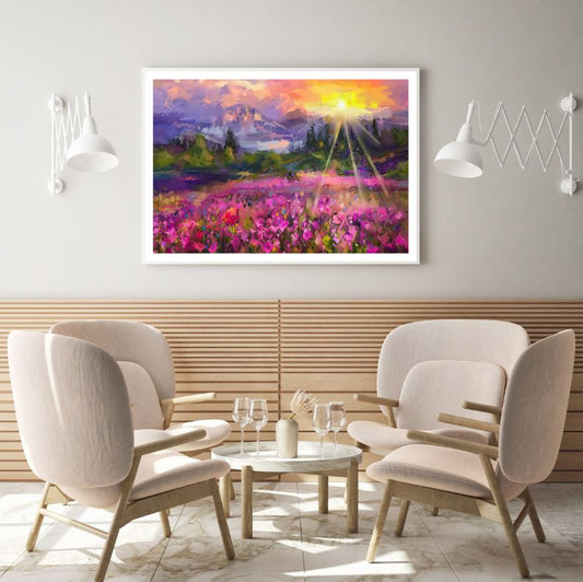 Colorful Flower Field Watercolor Painting Home Decor Premium Quality Poster Print Choose Your Sizes