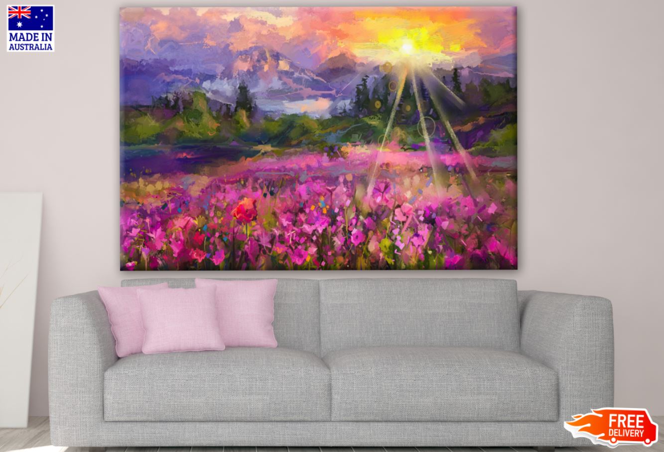 Flower Field Watercolor Painting Print 100% Australian Made