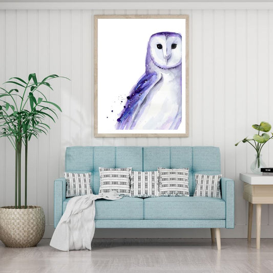 Owl Portrait Watercolor Painting Home Decor Premium Quality Poster Print Choose Your Sizes