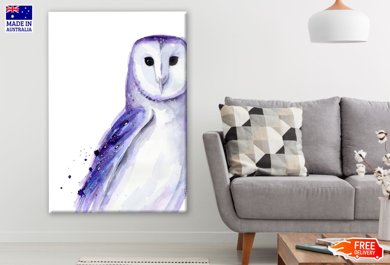 Owl Portrait Watercolor Painting Print 100% Australian Made