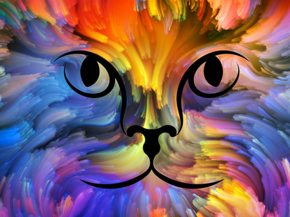 Cat Face Portrait Abstract Design Print 100% Australian Made