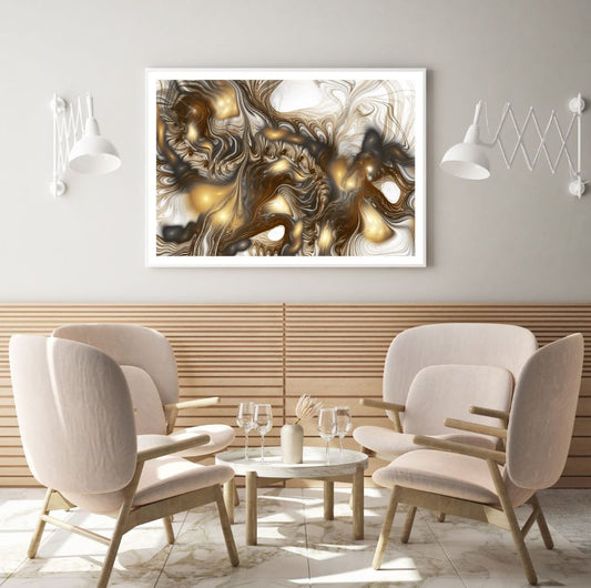 Gold Abstract Fractal Design Home Decor Premium Quality Poster Print Choose Your Sizes