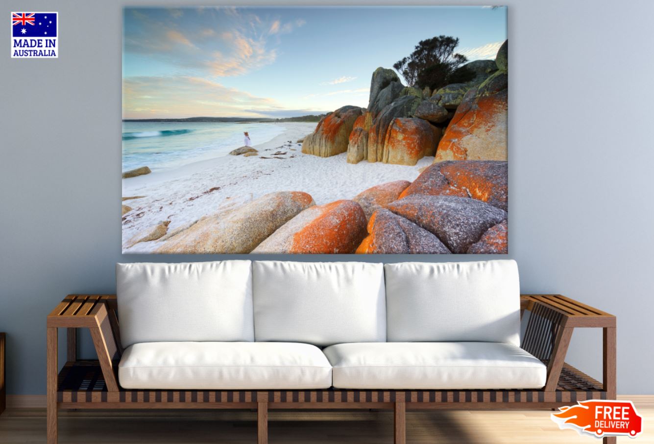 Huge Rocks in Beach Photograph Print 100% Australian Made
