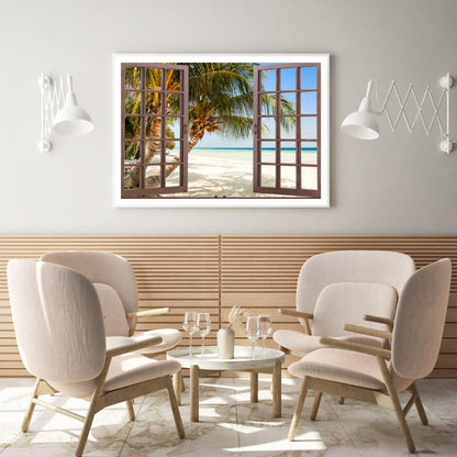 Sea Scenery Window Photograph Home Decor Premium Quality Poster Print Choose Your Sizes