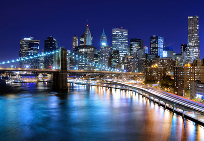 NewYork City Night View Bridge Photograph Print 100% Australian Made