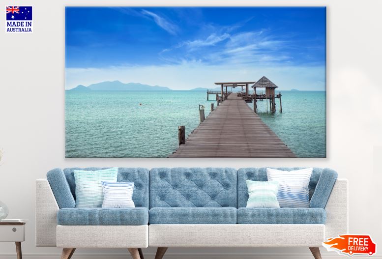 Hut on Pier Over Sea Photograph Print 100% Australian Made