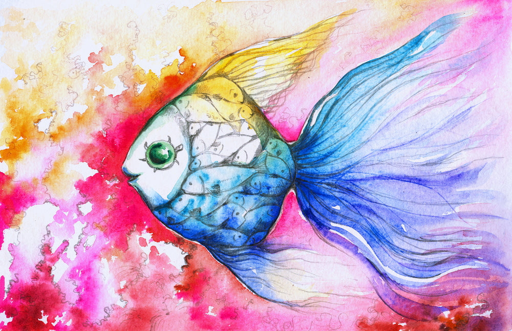 Colourful Abstract Fish Painting Print 100% Australian Made