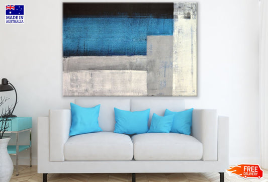 Blue White & Black Abstract Paint Print 100% Australian Made