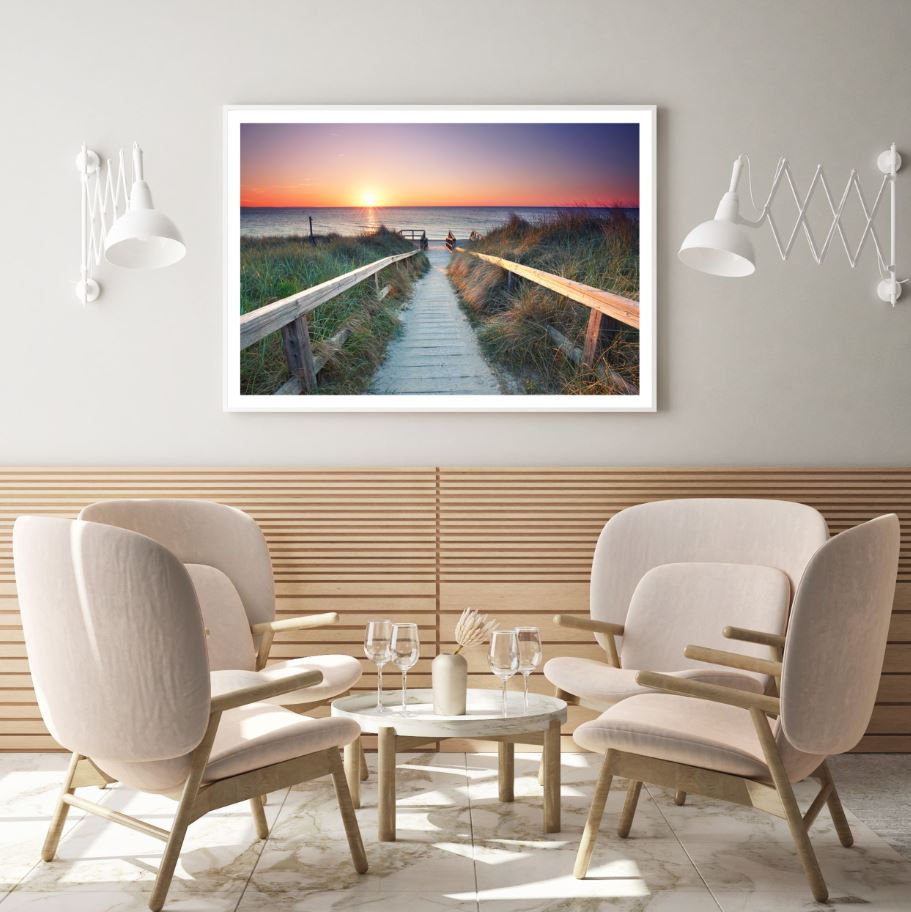 Wooden Path to Beach Photograph Home Decor Premium Quality Poster Print Choose Your Sizes