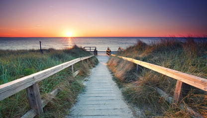 Wooden Path to Beach at Sunset Photograph Print 100% Australian Made
