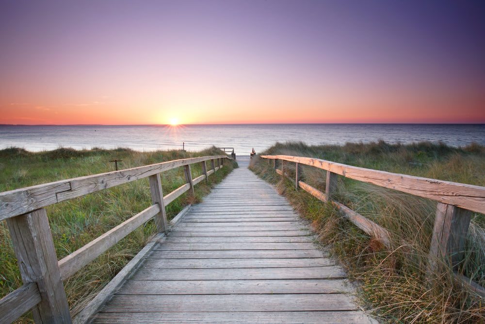 Wooden Path to Beach at Sunset Photograph Print 100% Australian Made