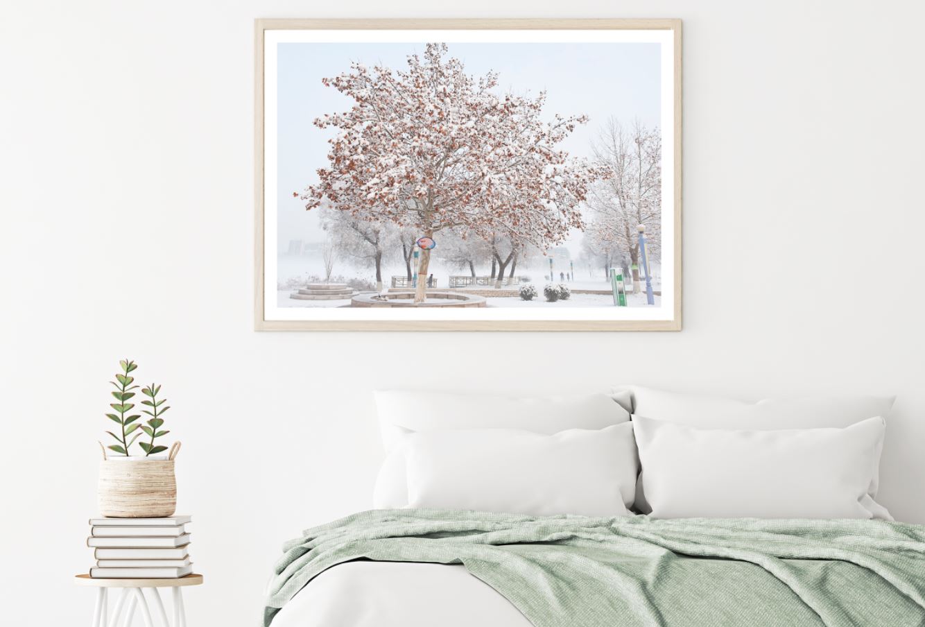 Snow Covered Park Photograph Home Decor Premium Quality Poster Print Choose Your Sizes