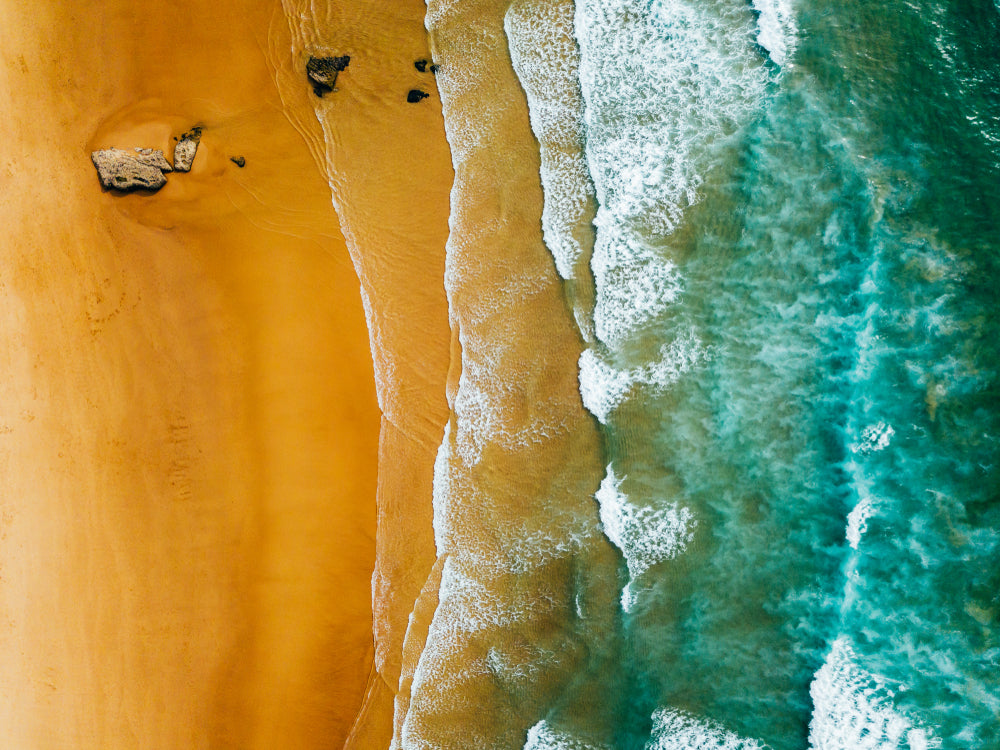 Aerial View Of Blue Ocean Waves And Beautiful Sandy Beach Photograph Print 100% Australian Made