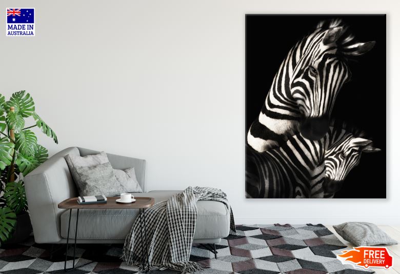 Zebra & Baby Colt B&W Photograph Print 100% Australian Made