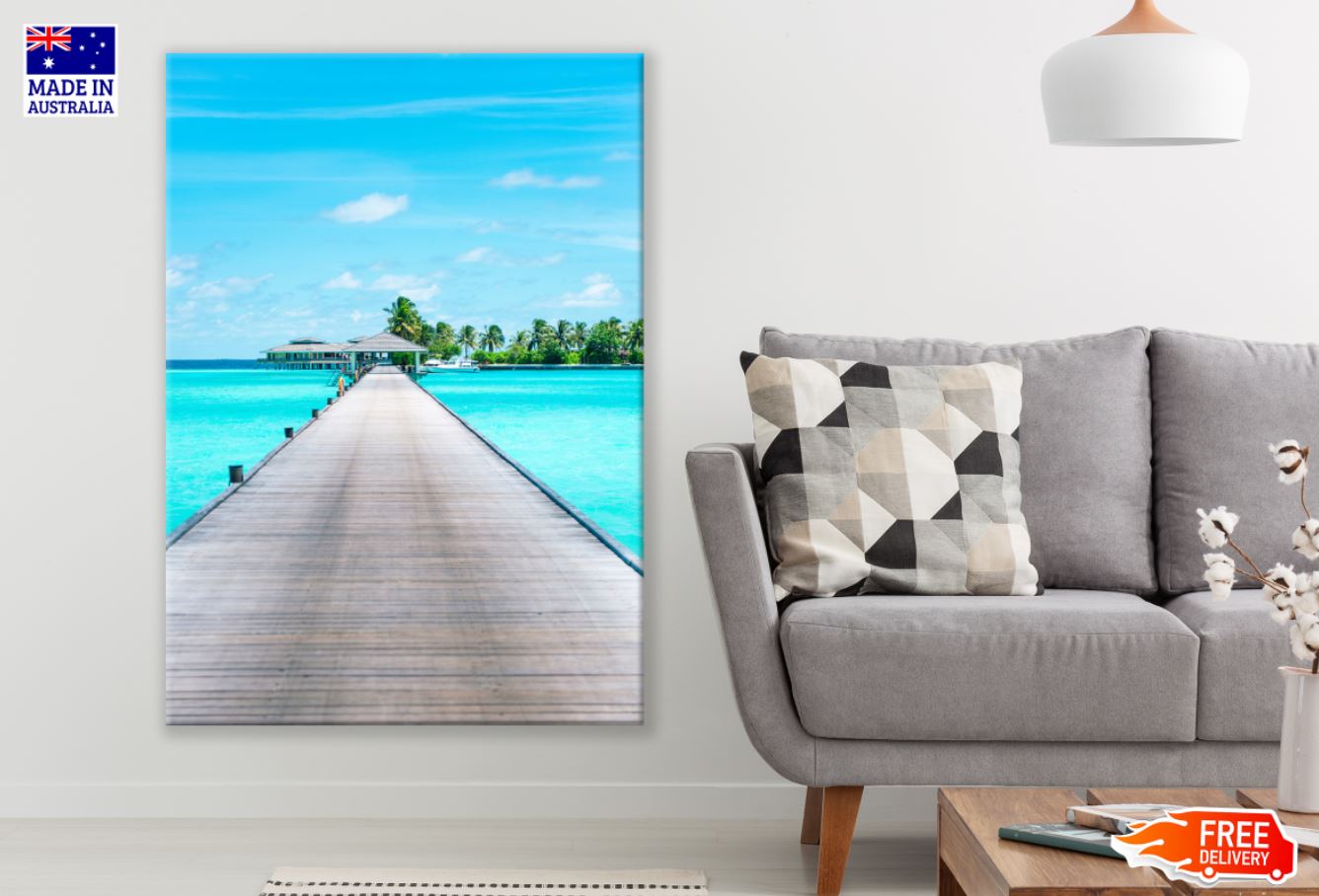 Wooden Pier Over Sea Photograph Print 100% Australian Made