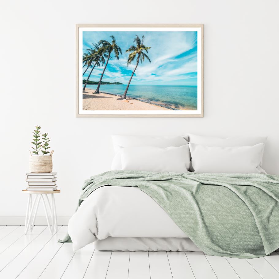 Palm Trees on Beach Photograph Home Decor Premium Quality Poster Print Choose Your Sizes
