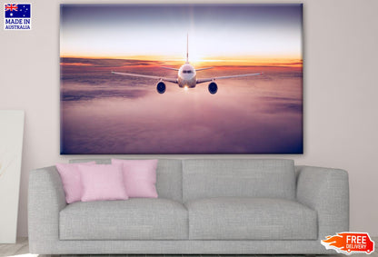 Plane Flying at Sunset Photograph Print 100% Australian Made
