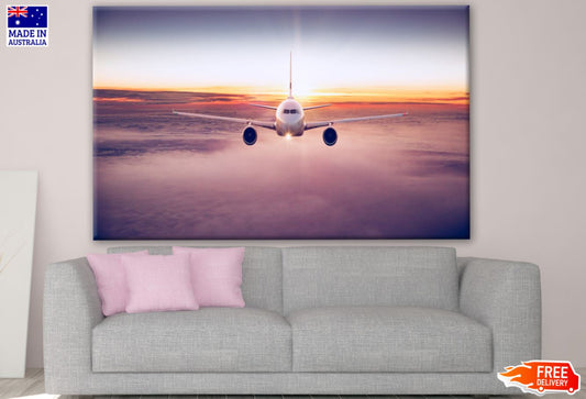 Plane Flying at Sunset Photograph Print 100% Australian Made