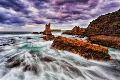 Stunning Beach View With Purple Sky Photograph Print 100% Australian Made