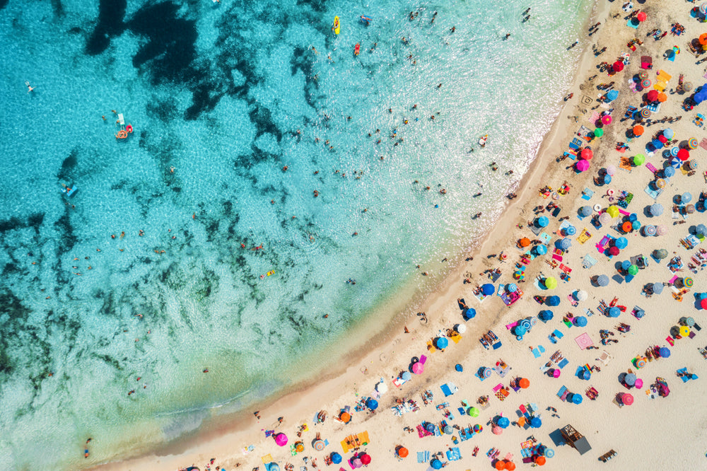 Sea with Tourists Aerial View Home Decor Premium Quality Poster Print Choose Your Sizes