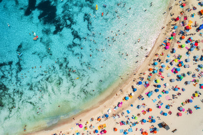 Sea with Tourists Aerial View Home Decor Premium Quality Poster Print Choose Your Sizes