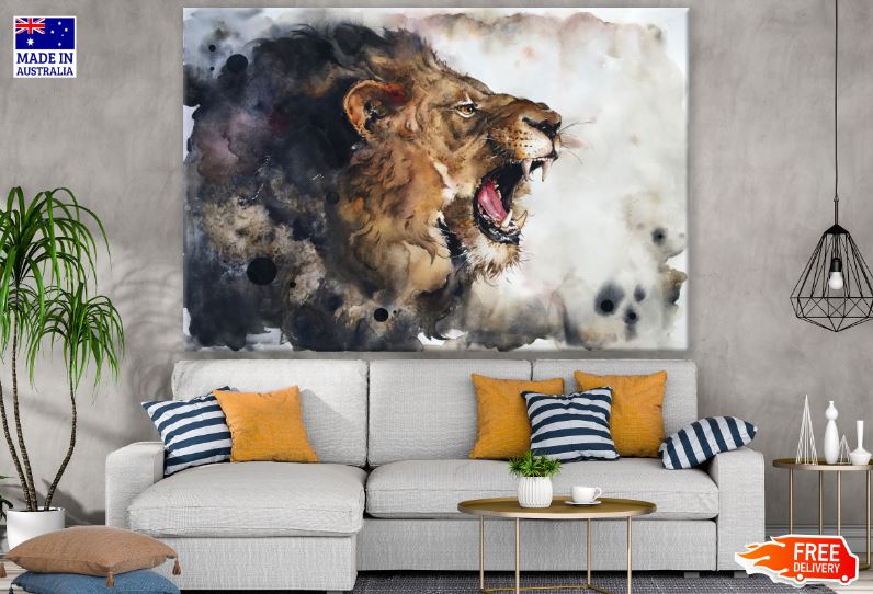 Lion Roaring Watercolor Painting Print 100% Australian Made