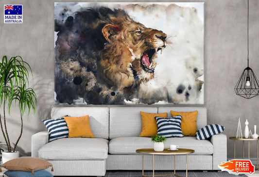 Lion Roaring Watercolor Painting Print 100% Australian Made