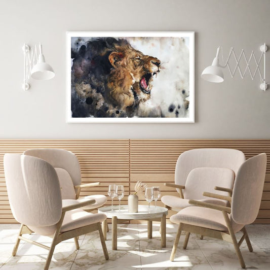 Lion Portrait Watercolor Painting Home Decor Premium Quality Poster Print Choose Your Sizes