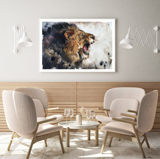 Lion Portrait Watercolor Painting Home Decor Premium Quality Poster Print Choose Your Sizes