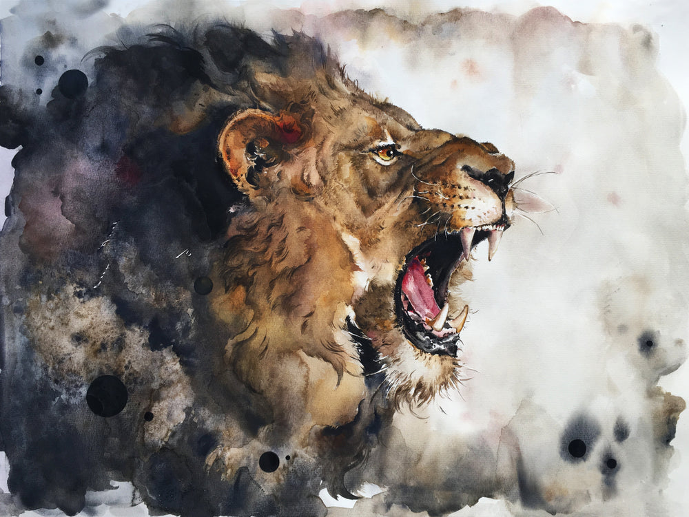 Lion Portrait Watercolor Painting Print 100% Australian Made