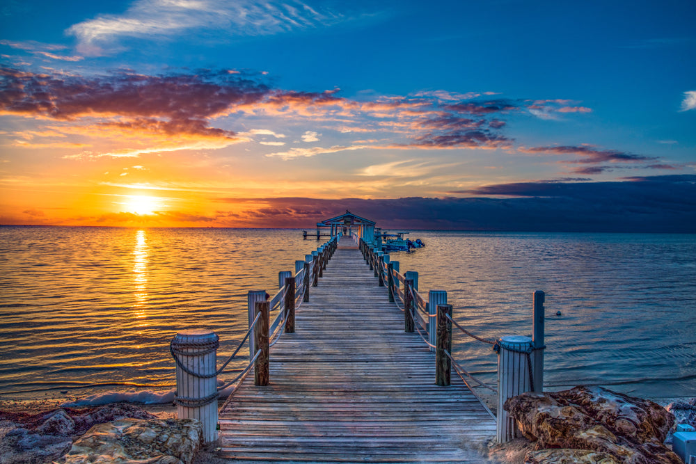 Long Pier Beach sunset scenery Print 100% Australian Made