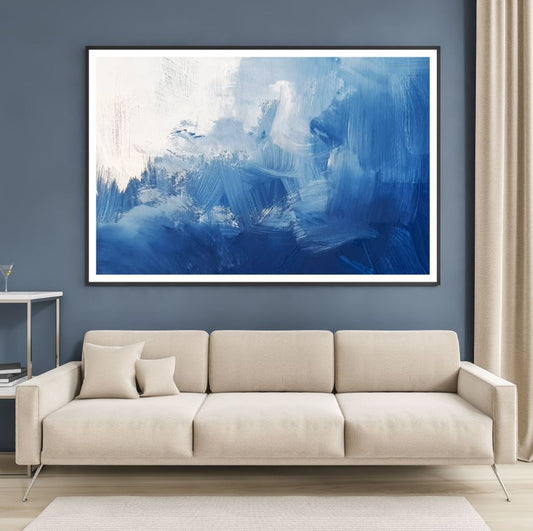 Blue & White Abstract Watercolor Home Decor Premium Quality Poster Print Choose Your Sizes