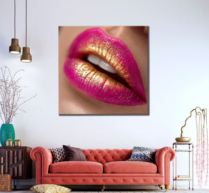 Square Canvas Girl Lips Closeup Photograph High Quality Print 100% Australian Made