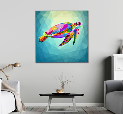 Square Canvas Colorful Abstract Turtle Design High Quality Print 100% Australian Made