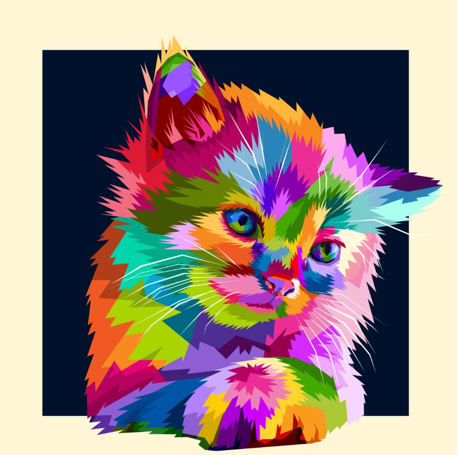 Square Canvas Abstract Colorful Cat Portrait Design High Quality Print 100% Australian Made