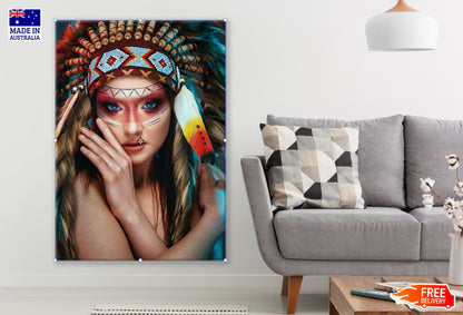 Indian Girl with Headdress Face Print 100% Australian Made