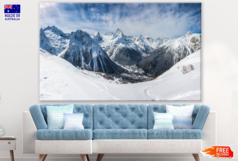 Stunning Snowcapped Mountains Scenery Photograph Print 100% Australian Made
